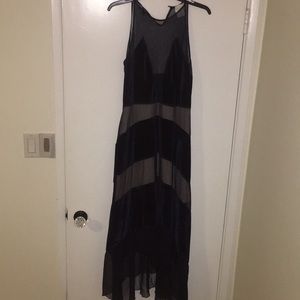 Velvet and shear navy dress